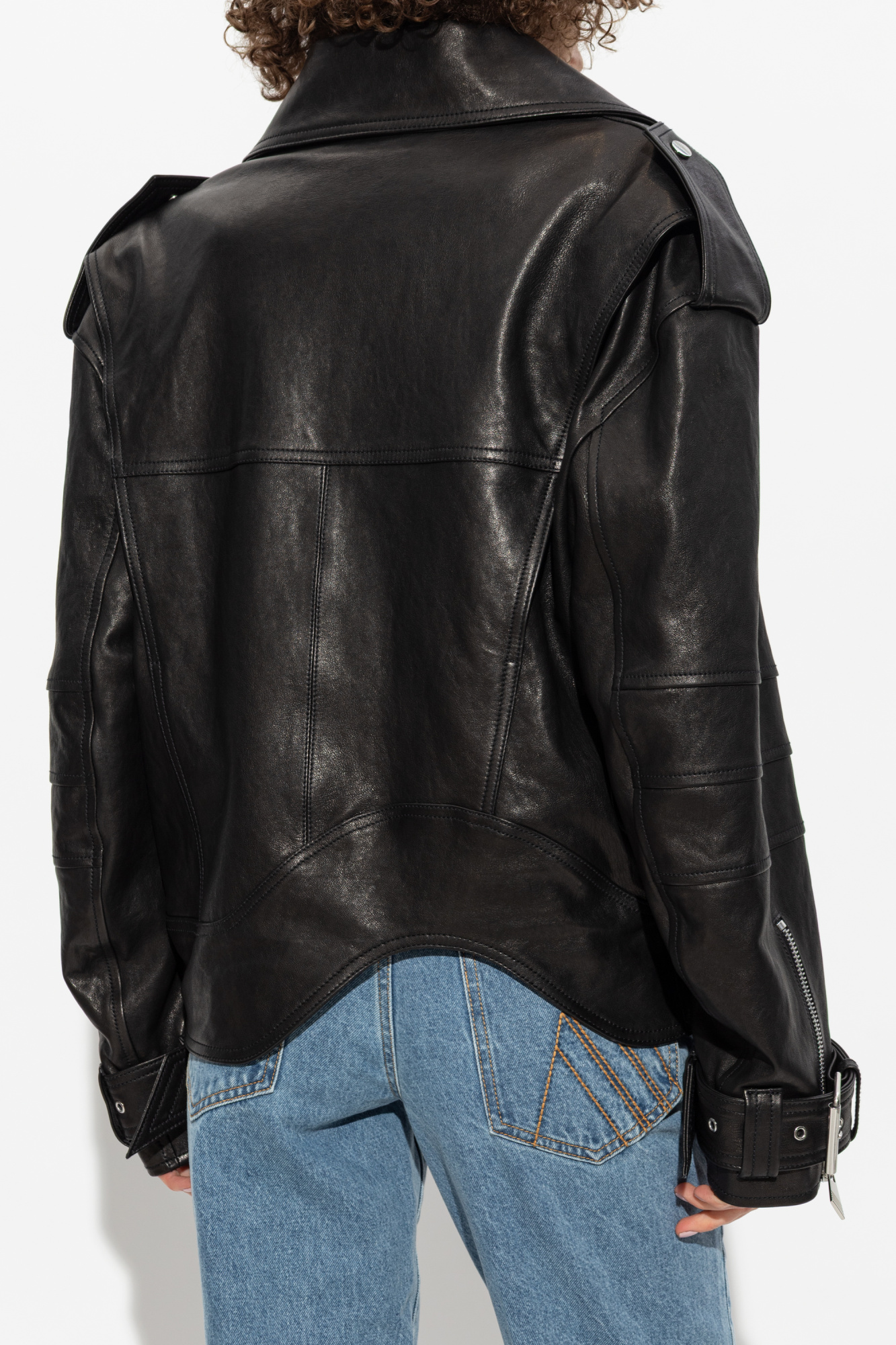 レザージャケット・コート THE ATTICO LEATHER JACKET (250WCB00062LBT128AA 100) The Attico Oversized leather bomber jacket The Attico